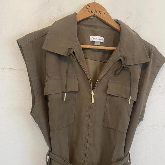 CALVIN KLEIN dark green shift dress sz 10 - Picture 2 of 4